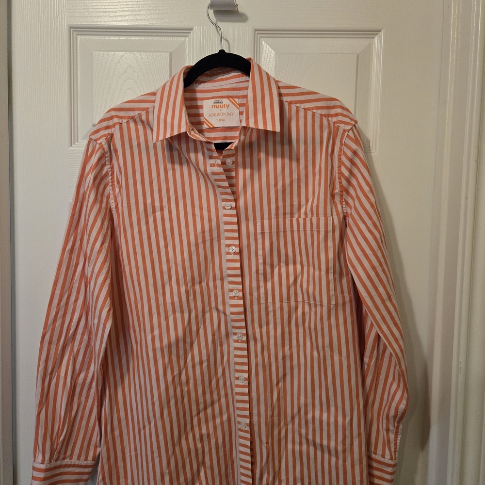 Addison Bay Women's Coral Striped Blouse - Picture 8 of 9